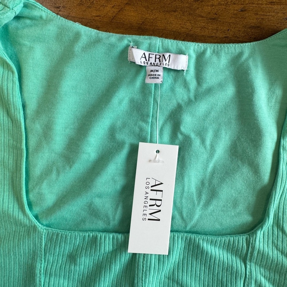 AFRM Top Double Lined Green Mesh Corset Square Neck Sleeveless Tank Coquette NWT - Picture 2 of 5